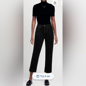 Still Here New York Straight Leg Jeans Rigid 100% Cotton Faded Black Size 30